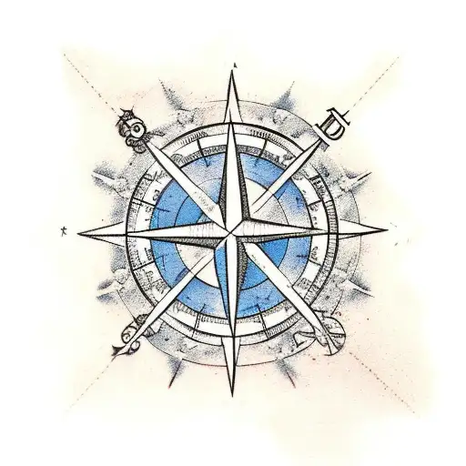 treasure map and compass tattoo design idea