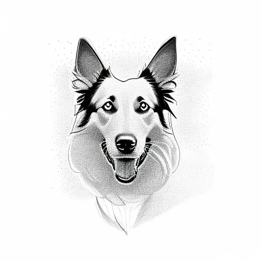 A data flow diagram with border collie dogs incorporated as nodes tattoo design idea