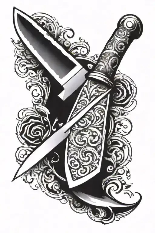 chef knife tattoo design idea