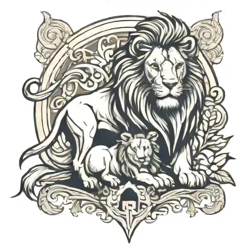 lion protecting lamb  tattoo design idea
