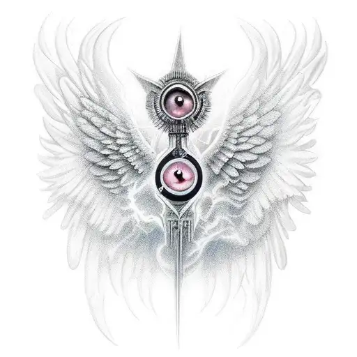 a dark ophanim angel  tattoo design idea