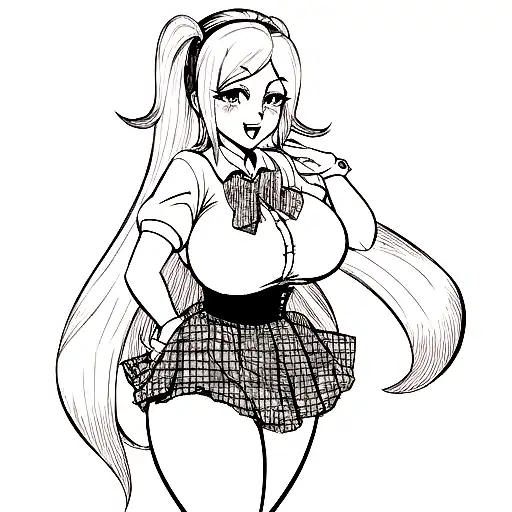 a pinup style waifu tattoo design idea