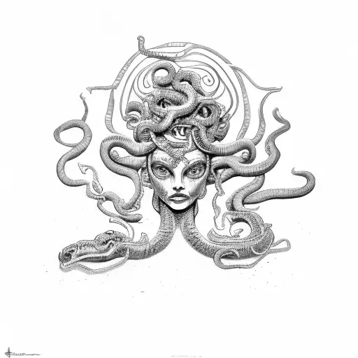 medusa gorgon with cobras tattoo design idea