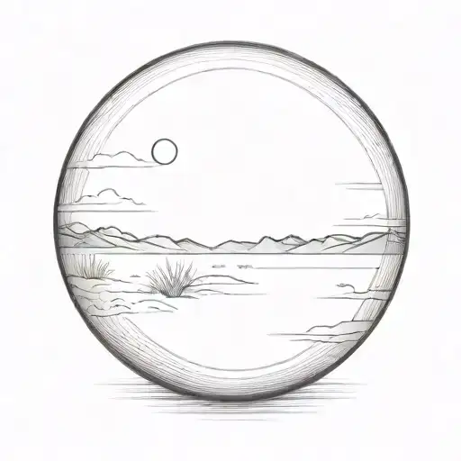 a sphere in the desert tattoo design idea