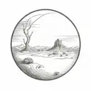 a sphere in the desert tattoo design idea