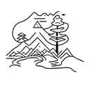 A dotwork tattoo of a winding hiking trail leading into a foggy forest tattoo design idea