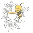 cartoon bumble bee sipping coffee by lilac flower  tattoo design idea