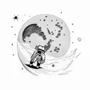 astronaut and moon tattoo design idea