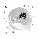 astronaut and moon tattoo design idea