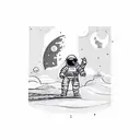 astronaut and moon tattoo design idea