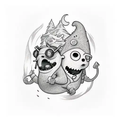 fin and jake from adventure time tattoo design idea