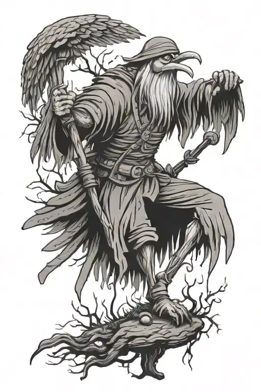 baba yaga with chiken legs tattoo design idea