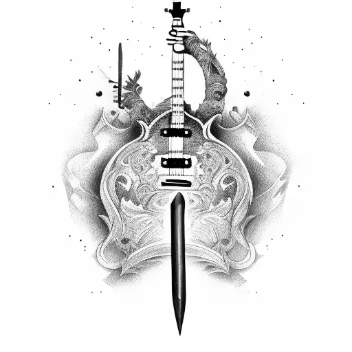 Sketchy Guitar Temporary Tattoo / music tattoo / small guitar tattoo /  wrist tattoo / arm tattoo / forearm tattoo / music temporary tattoo