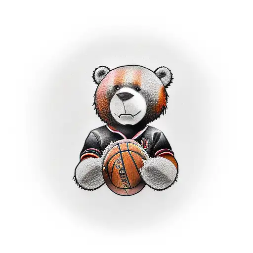 Polo Bear wearing a Lebron James Jersey holding a bottle of Jack Daniels Honey tattoo design idea
