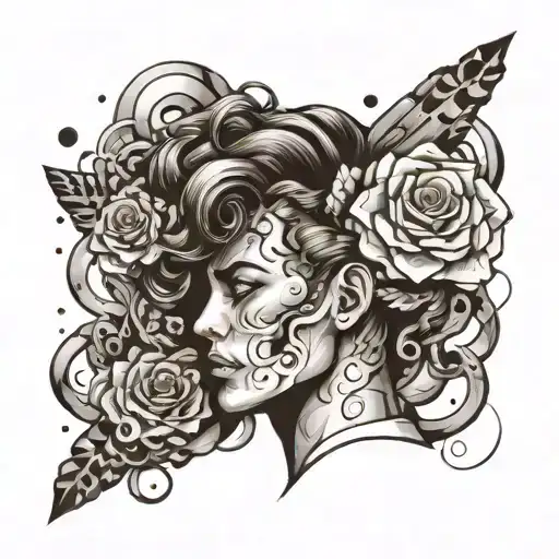 overthinking concept exploded head tattoo design idea