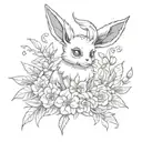 eevee with flowers wrapping tattoo design idea