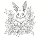 eevee with flowers wrapping tattoo design idea