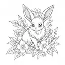 eevee with flowers wrapping tattoo design idea