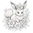 eevee with flowers wrapping tattoo design idea