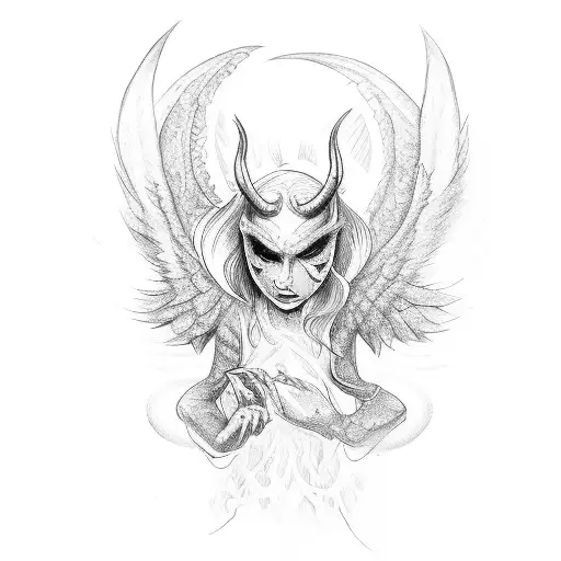 angel and demon tattoo design idea