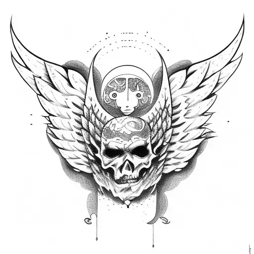 angel vs demon tattoo design idea
