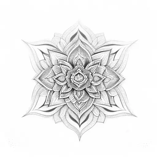 manly lotus flower mandala with geometric pattern tattoo design idea