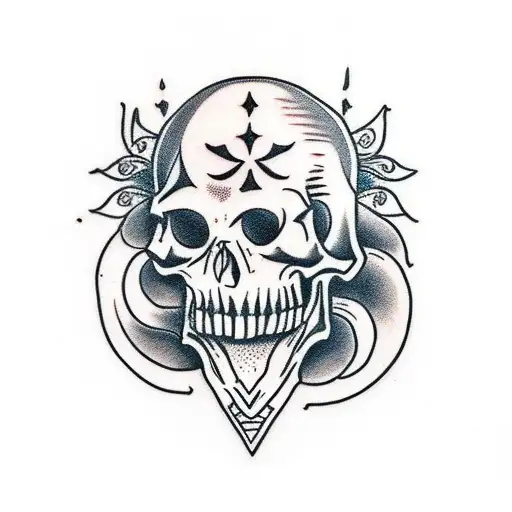 king PELAYO skull tattoo design idea