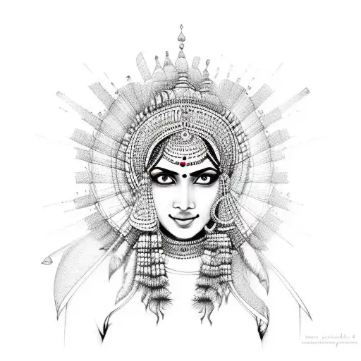 an indian woman tattoo design idea
