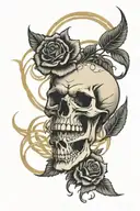 skull rose lion head tattoo design idea