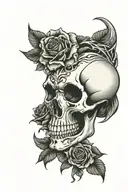 skull rose lion head tattoo design idea