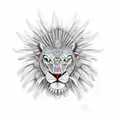 aztec armor with lion head tattoo design idea