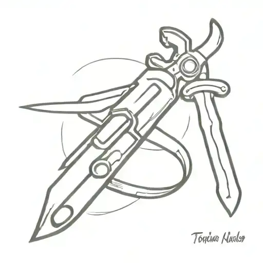 knife and wrench crossed tattoo design idea