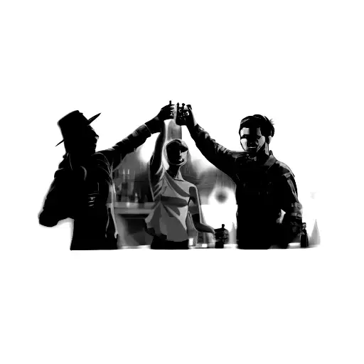 a group of people in a bar tattoo design idea