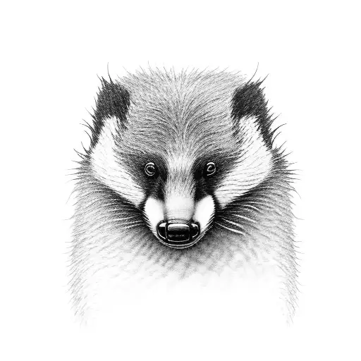 Create a black-grey tattoo of a honey badger holding a pen and a book, symbolizing the dedication of a civil services aspirant tattoo design idea