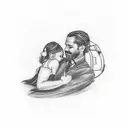 matching daddy daughter tattoos with the words "i loved her first" and "he held me first tattoo design idea