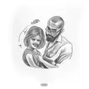 matching daddy daughter tattoos with the words "i loved her first" and "he held me first tattoo design idea