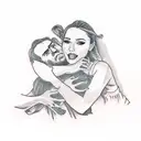 matching daddy daughter tattoos with the words "i loved her first" and "he held me first tattoo design idea