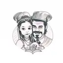 matching daddy daughter tattoos with the words "i loved her first" and "he held me first tattoo design idea