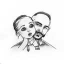 matching daddy daughter tattoos with the words "i loved her first" and "he held me first tattoo design idea