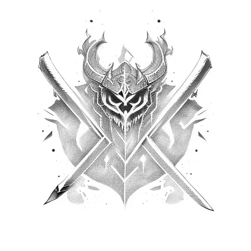 sword , minimal, family, demon tattoo design idea