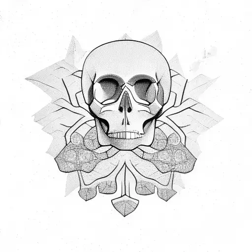 skull and tree tattoo design idea