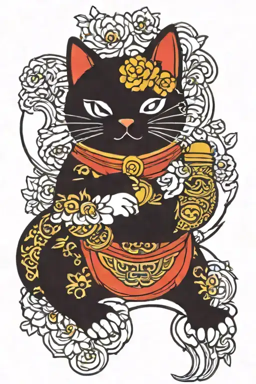 maneki-neko tattoo design idea