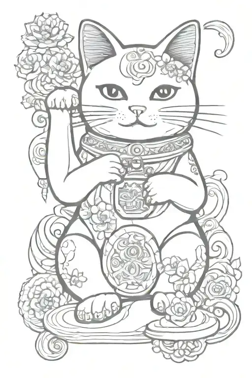 maneki-neko tattoo design idea
