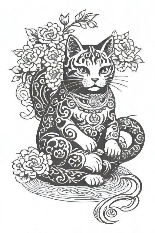 maneki-neko tattoo design idea