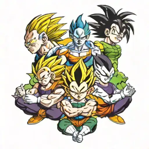 goku, vegeta, cell, frieza, gohan, trunks, krillin, piccolo, dragon ball z tattoo tattoo design idea