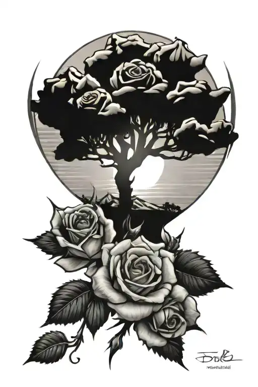 roses Joshua tree tinkerbell sunshine  tattoo design idea