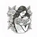 Son and mother hugging tattoo design idea