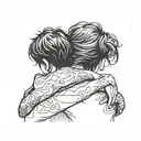 Son and mother hugging tattoo design idea