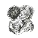 Son and mother hugging tattoo design idea