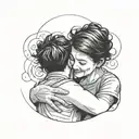 Son and mother hugging tattoo design idea